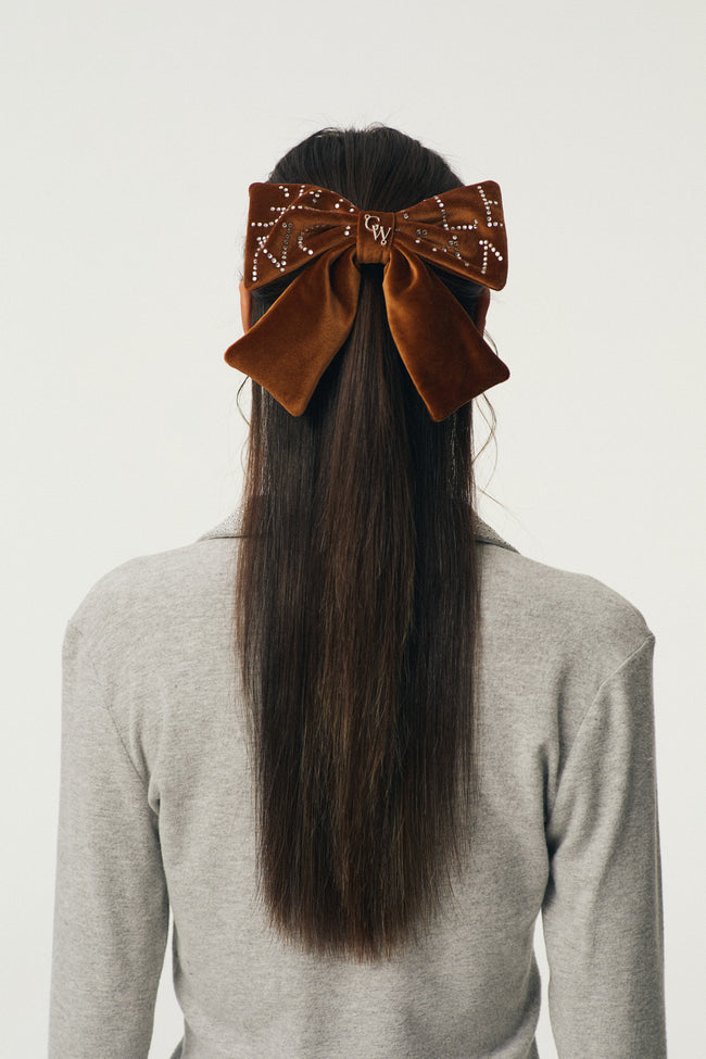 Velvet Ribbon Hair Clip : Brown