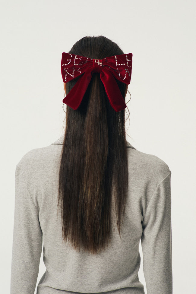 Velvet Ribbon Hair Clip : Red