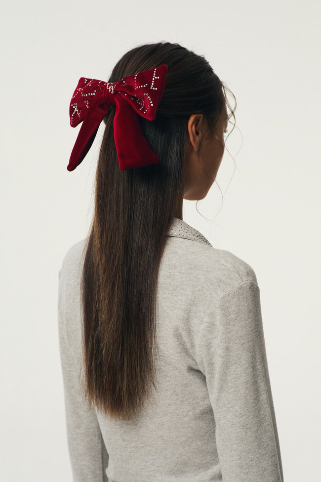 Velvet Ribbon Hair Clip : Red