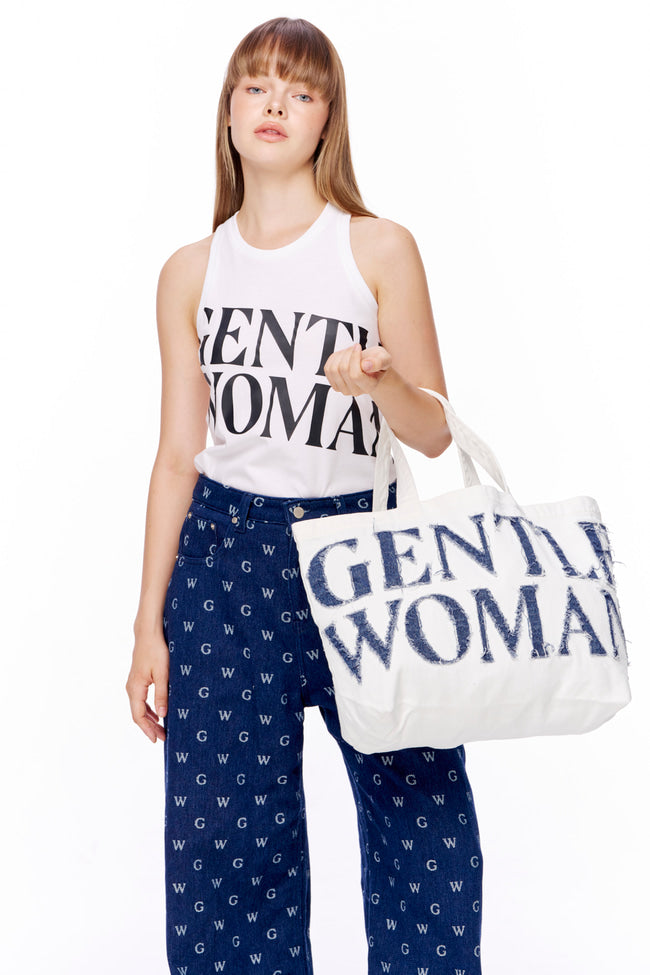 GW Denim Tote Bag : White