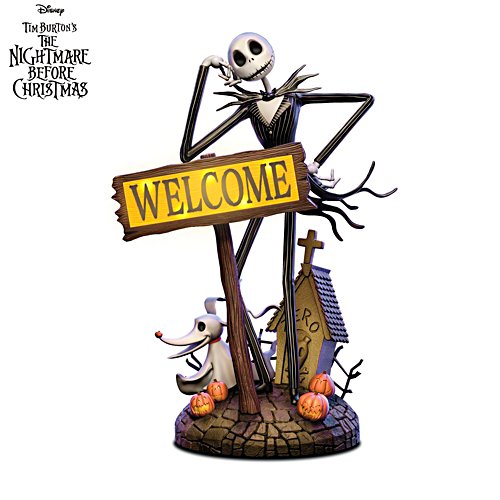Disney Tim Burton's The Nightmare Before Christmas Jack Skellington Solar Lit Welcome Sign