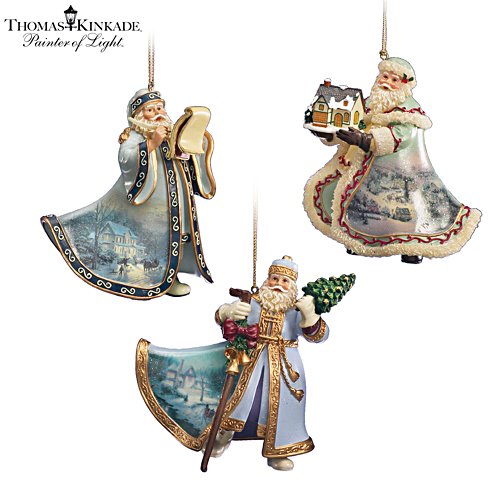 Thomas Kinkade Heirloom Santa Ornaments: Set Eight