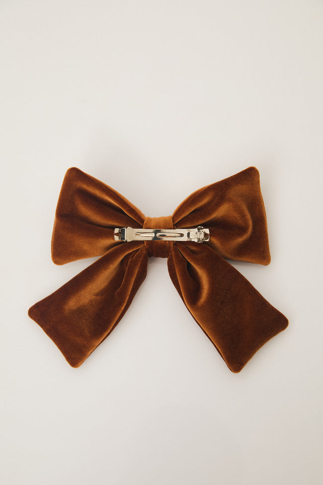 Velvet Ribbon Hair Clip : Brown