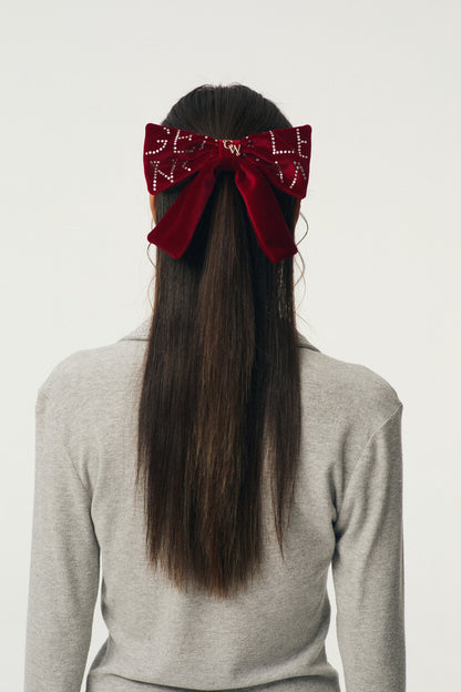 Velvet Ribbon Hair Clip : Red