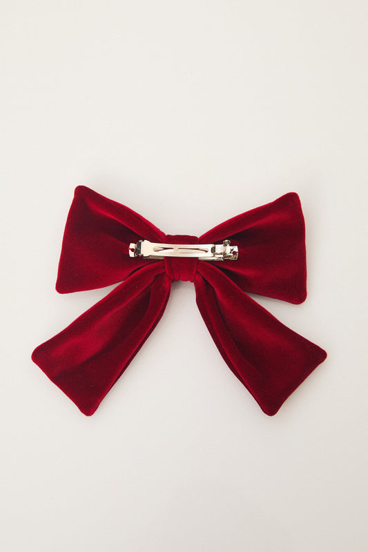 Velvet Ribbon Hair Clip : Red
