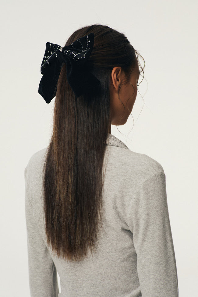 Velvet Ribbon Hair Clip : Black