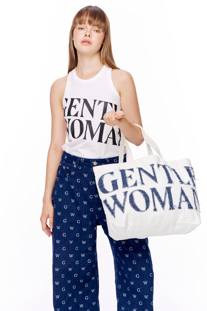 GW Denim Tote Bag : White